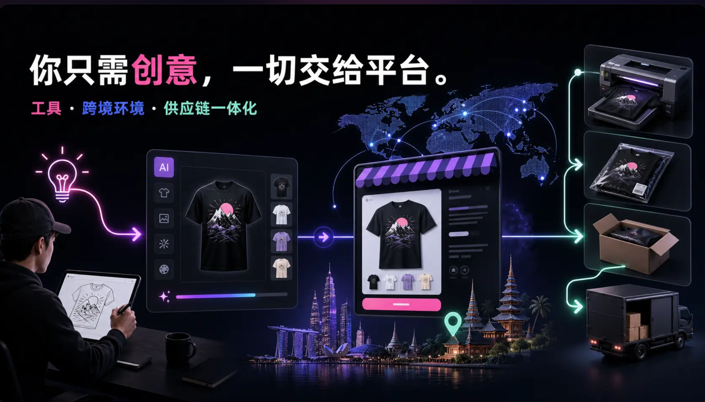 一人公司(OPC)如何做 TikTok Shop 跨境电商?POD AI 让一个人也能运营一家全球店铺
